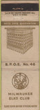 Matchbook Cover - Elks Club Milwaukee WI WORN