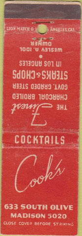 Matchbook Cover - Cook's Steaks Los Angeles CA