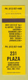 Matchbook Cover - 231 Plaza oil gas Dale IN