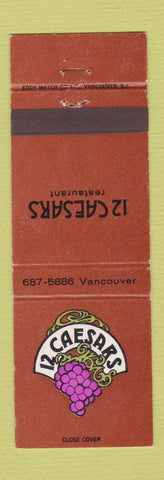 Matchbook Cover - 12 Caesars Restaurant Vancouver BC