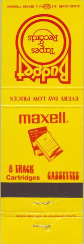 Matchbook Cover - Budget Tapes Maxell 8 Track