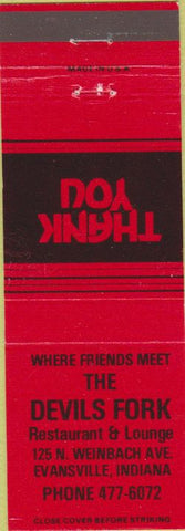 Matchbook Cover - Devils Fork Evansville IN