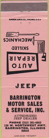Matchbook Cover - Barrington Motor Sales Jeep IL