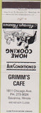 Matchbook Cover - Grimm's Cafe Savanna IL