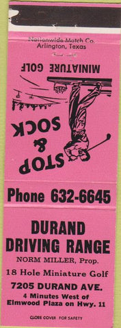 Matchbook Cover - Durand Driving Range mini golf