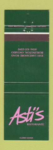 Matchbook Cover - Asti's Ristorante Burlington ON