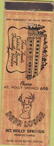 Matchbook Cover - Deer Lodge Mount Holly Springs PA WEAR