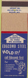 Matchbook Cover - Edgcomb Steel Springfield Holyoke MA