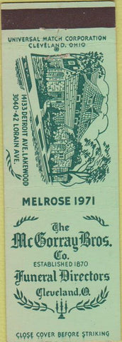 Matchbook Cover - McGorray Bros Funeral Directors Cleveland OH