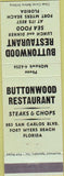 Matchbook Cover - Buttonwood Restaurant Fort Myers Beach FL