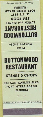 Matchbook Cover - Buttonwood Restaurant Fort Myers Beach FL