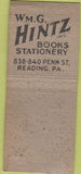 Matchbook Cover - Hintz Office Supply Reading PA WEAR BOBTAIL