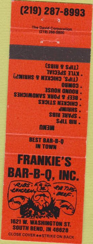 Matchbook Cover - Frankie's BBQ South Bend IN