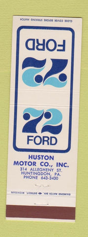 Matchbook Cover - 1972 Ford Huston Hungingdon PA
