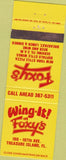 Matchbook Cover - Foxy's Pizza Wings Treasure Island FL