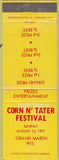 Matchbook Cover - Corn N Tater Festival Grand Marsh WI 1971