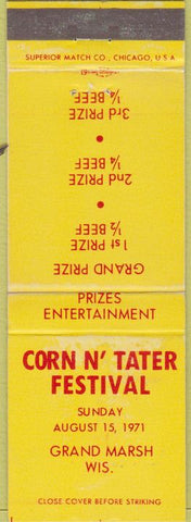 Matchbook Cover - Corn N Tater Festival Grand Marsh WI 1971