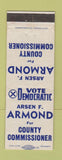 Matchbook Cover - Arsen Armond County Commissioner Lawrence County PA