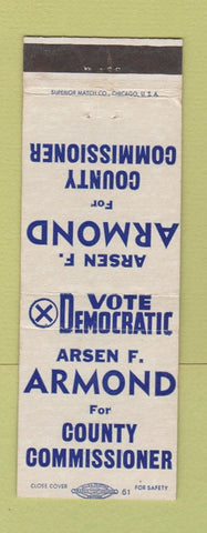 Matchbook Cover - Arsen Armond County Commissioner Lawrence County PA