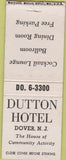 Matchbook Cover - Dutton Hotel Dover NJ BOBTAIL