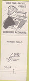 Matchbook Cover - Wisconsin National Bank Watertown WI