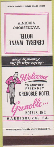 Matchbook Cover - General Wayne Hotel Waynesboro VA Harrisburg PA