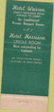 Matchbook Cover - Hotel Harrison Indianapolis IN 30 Stick