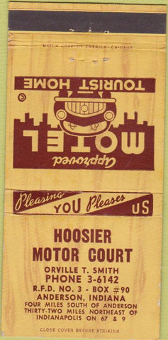 Matchbook Cover - Hoosier Motor Court Anderson IN 30 Strike