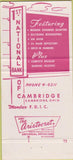 Matchbook Cover - First National Bank Cambridge OH 30 Strike