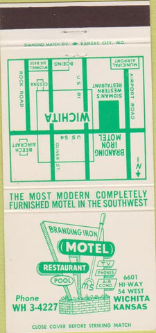 Matchbook Cover - Branding Iron Motel Wichita KS 30 Strike