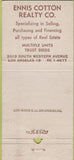 Matchbook Cover - Ennis Cotton Insurance Los Angeles CA 30 Strike