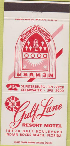 Matchbook Cover - Gulf Lane Motel Indian Rocks FL 30 Strike