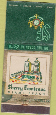 Matchbook Cover - Sherry Frontenac Miami Beach FL WEAR 30 Stick