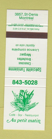 Matchbook Cover - Au Petit Matin Restaurant Montreal QC