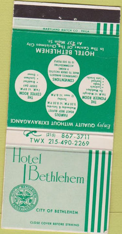 Matchbook Cover - Hotel Bethlehem PA 30 Strike