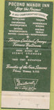 Matchbook Cover - Pocono Manor Inn PA 30 Strike