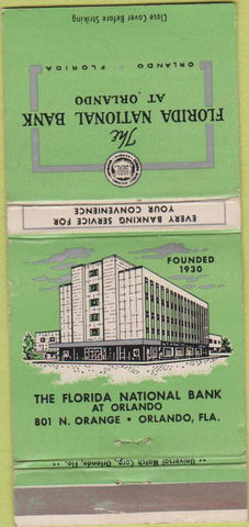 Matchbook Cover - Florida National Bank Orlando FL 30 Strike