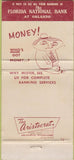 Matchbook Cover - Florida National Bank Orlando FL 30 Strike