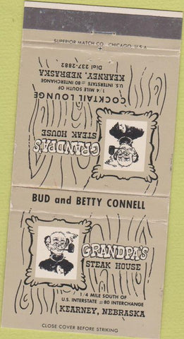 Matchbook Cover - Grandpa's Steak House Kearney NE 30 Strike