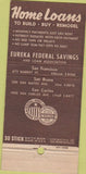 Matchbook Cover - Eureka Federal Savings San Francisco CA 30 Stick