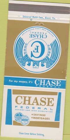 Matchbook Cover - Chase Federal Bank Miami Beach FL 30 Strike