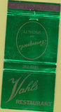 Matchbook Cover - Vahl's Restaurant Alviso CA 30 Strike