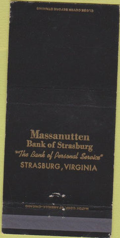 Matchbook Cover - Massanutten Bank Strasburg VA 30 Strike