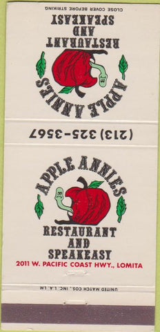 Matchbook Cover - Apple Annies Restaurant Lomita CA 30 Strike