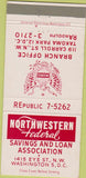 Matchbook Cover - Northwest Federal Savings Loan Washington DC  30 Strike