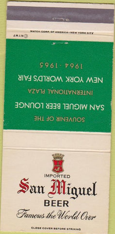 Matchbook Cover - San Miguel Beer 1964 New York World's Fair 30 Strike