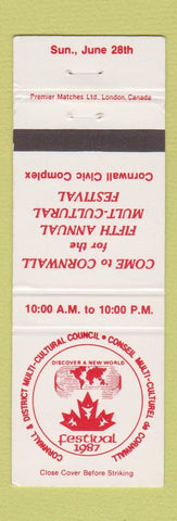 Matchbook Cover - 1987 Cornwall Mult Cultural Festival ON