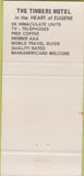 Matchbook Cover - Timers Motel Eugene OR 30 Strike