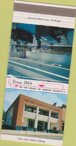 Matchbook Cover - First National Bank Mercer PA 30 Strike