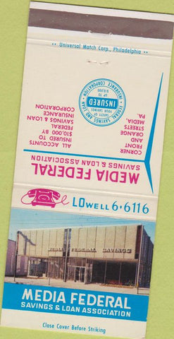 Matchbook Cover - Media Federal Savings Loan Media PA 30 Strike